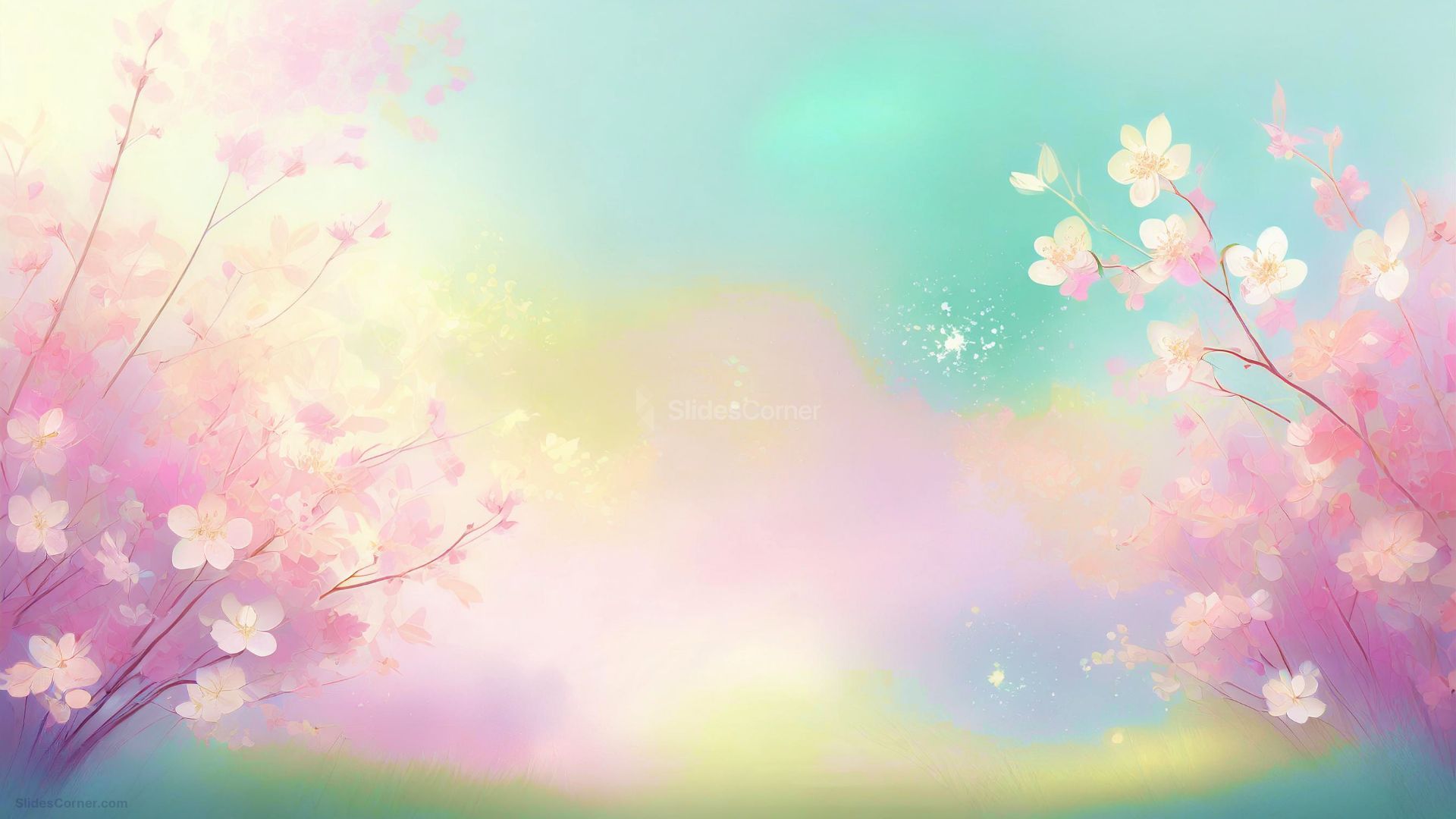 Speel Wereld -Otaku Bliss Powerpoint Background Spring with Beautiful Pastel Pink Cherry Blossoms by SlidesCorner.com Backgrounds and Wallpapers
